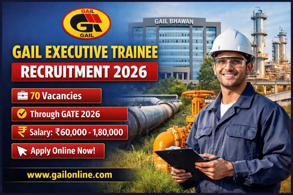 GAIL Executive Trainee Recruitment 2026 via GATE – 70 Vacancies, Eligibility, Salary, Dates & Apply Online gail executive trainee recruitment 2026 via gate – 70 vacancies, eligibility, salary, dates & apply online