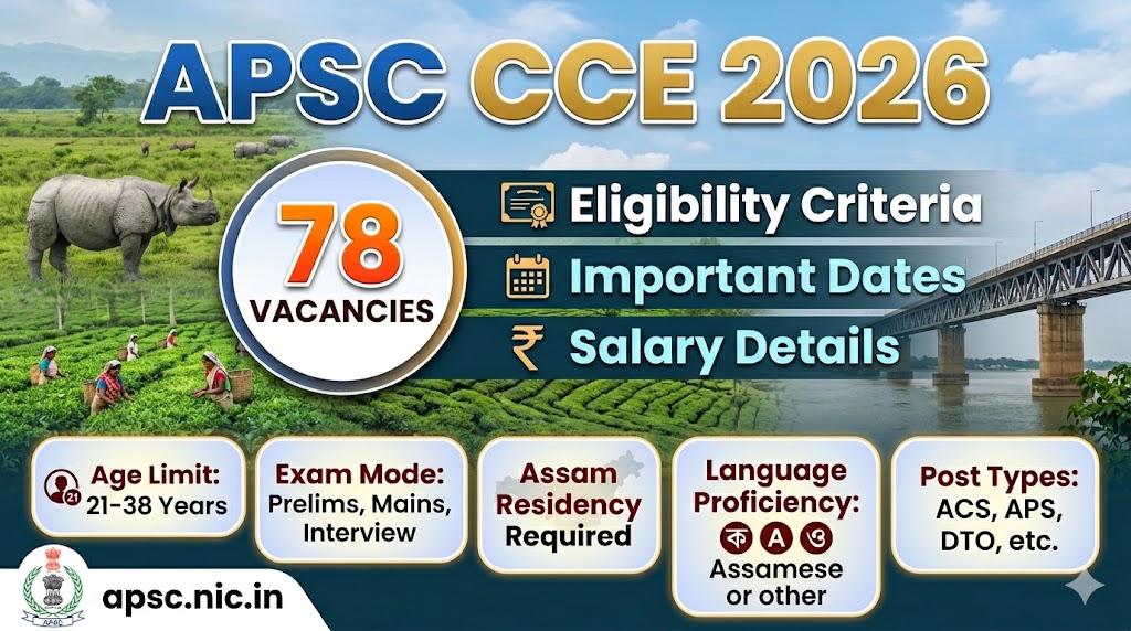 APSC CCE 2026 Notification: 78 Vacancies, Dates & Eligibility
